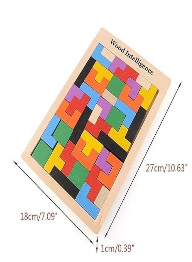 AESTROKE Wood Intelligence Wooden Tetris Puzzle Board Game, Educational Brain Teaser, 27 x 18 cm [1 pcs] - Image 3